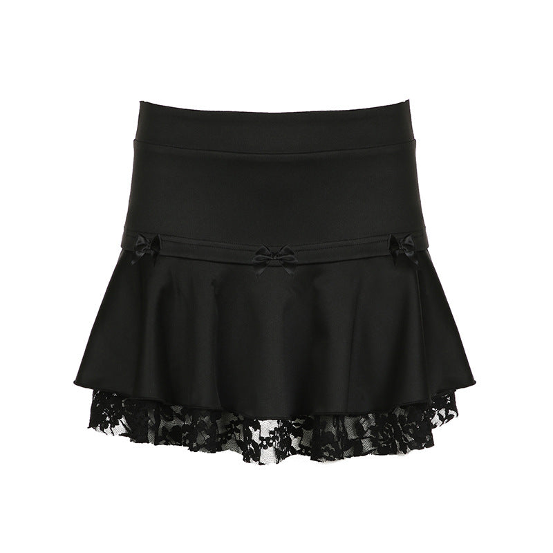 Black sweet black skirt with bow