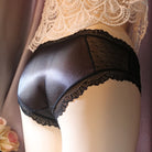 Black sweet lace polka dot hiding gaff panties normal back