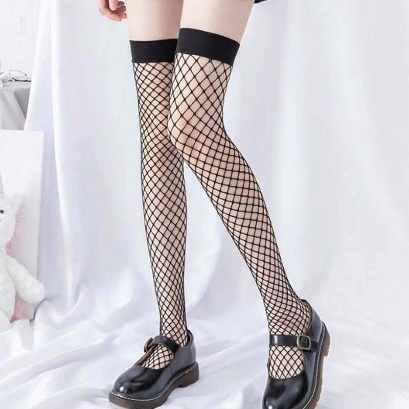 Black Thigh High Fishnet Stockings - Femboy Fashion