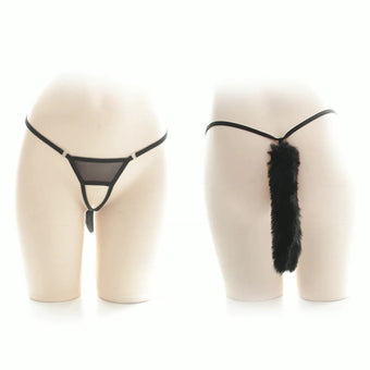 Femboy Cat Tail Thong Panty