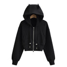 Black zippered hoodie with devil horns