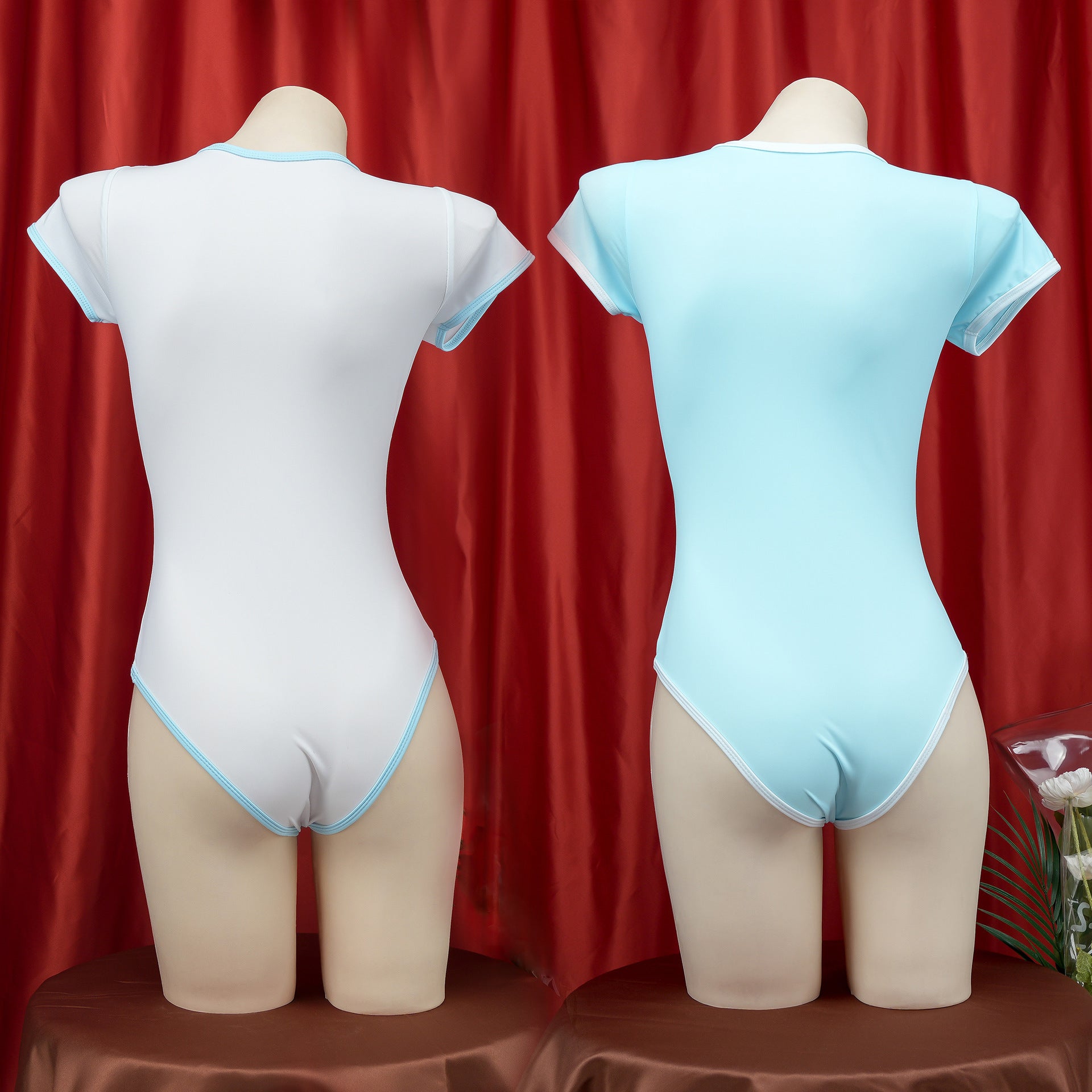 Blue And White Daddy Bodysuit Lingerie Back - Femboy Fashion