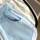 Blue And White Solid Dolphin Shorts Detail - Femboy Fashion