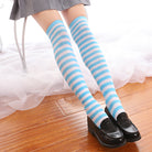 Blue And White Striped Knee High Socks - Femboy Fashion