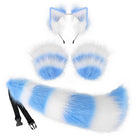 Blue cat ears and tail with gloves set