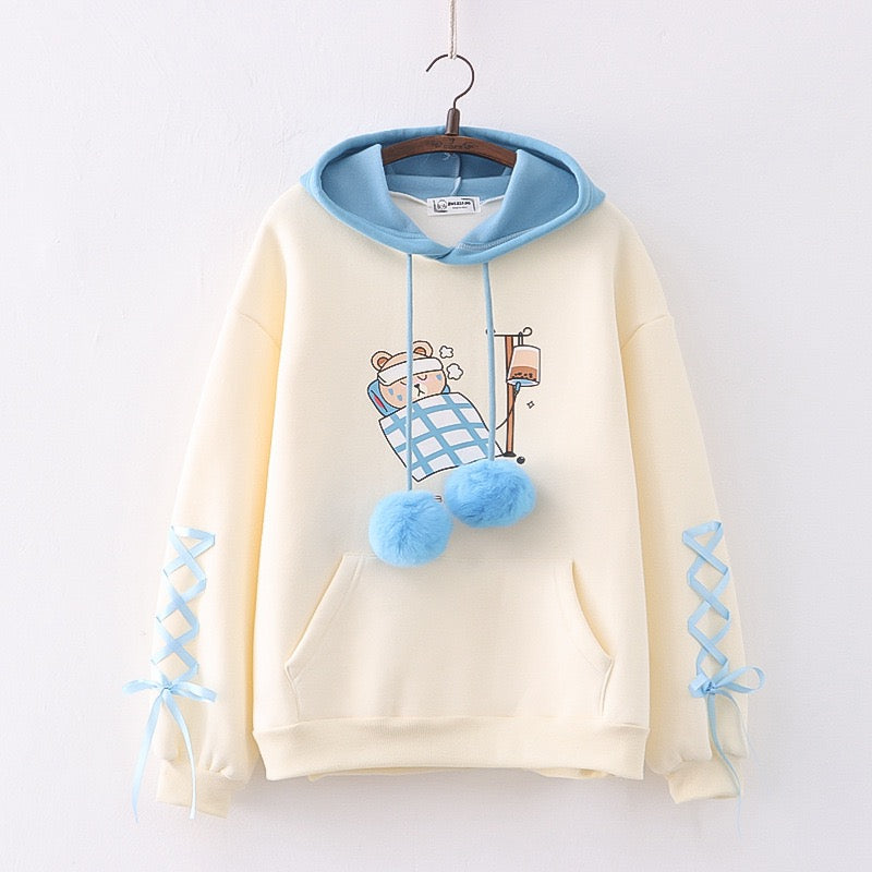 Blue cute bear hoodie