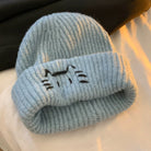 Blue cute cat knit roll up hat