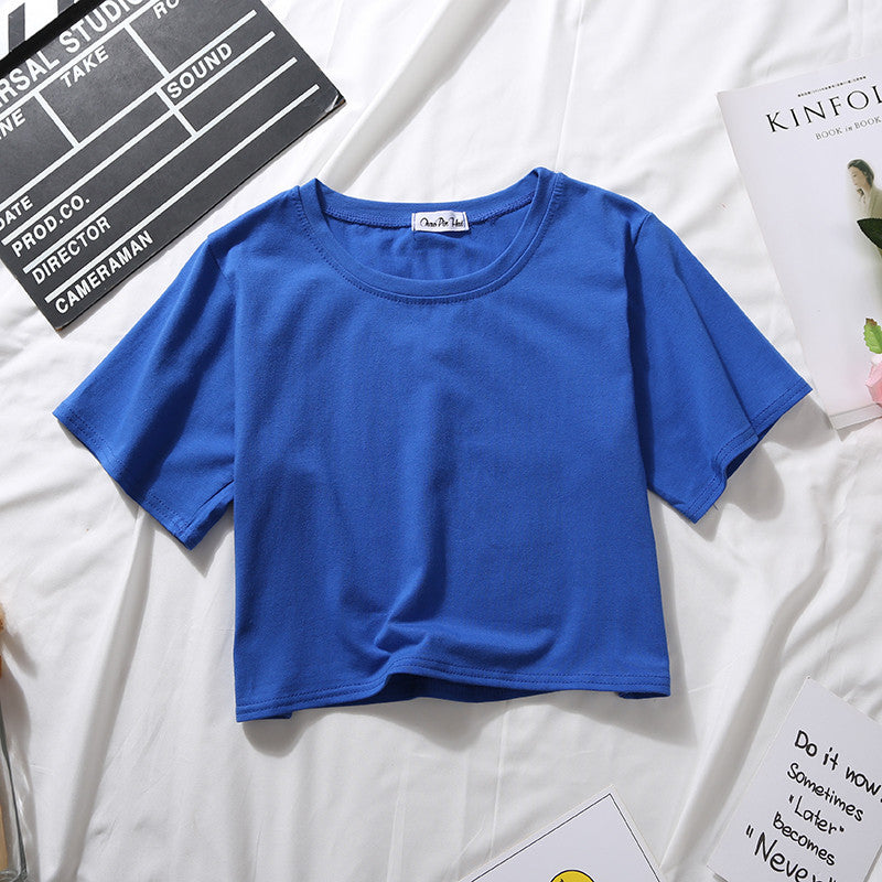 Femboy Blue Solid Crop T-Shirt - Femboy Fashion