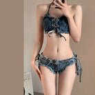 Femboy in Blue Jean Bikini Set - Femboy Fashion