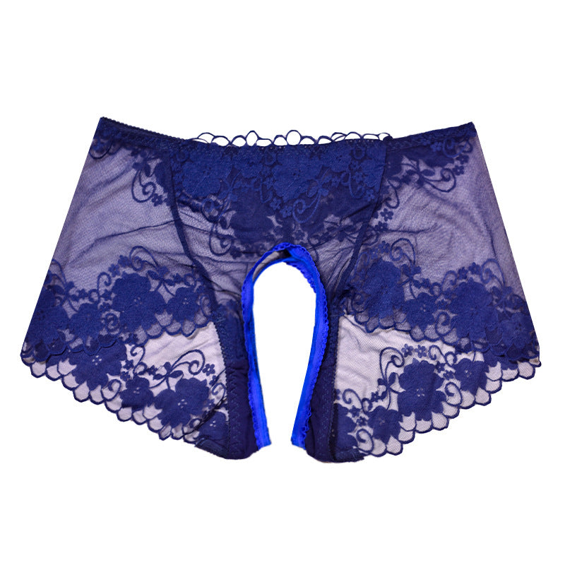 Blue Lace Plus Size Crotchless Panty - Femboy Fashion