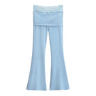 Femboy Lace Waist Cotton Yoga Flare Pant Blue - Femboy Fashion