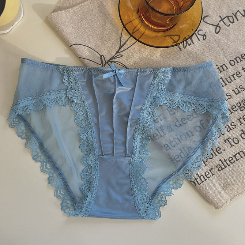 Sexy Blue Low Waist Lace Panties - Femboy Fashion