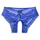 Blue sexy lace cutout crotchless panty