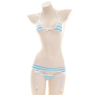 Stripe Bikini With Garter Belt - Femboy Fashion