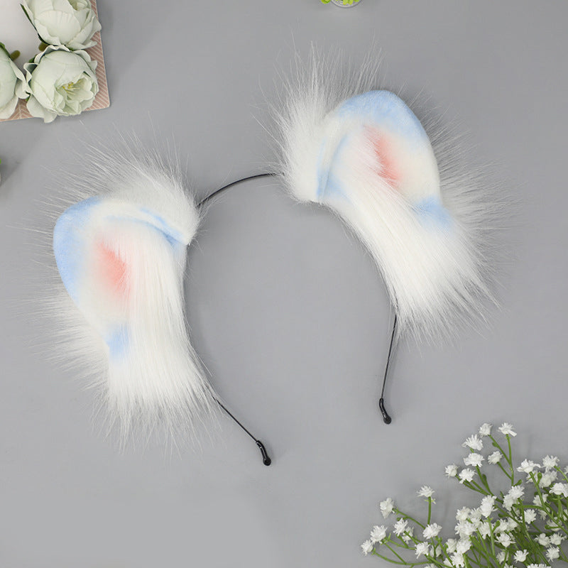 Blue with pink and white cute cat ear headband