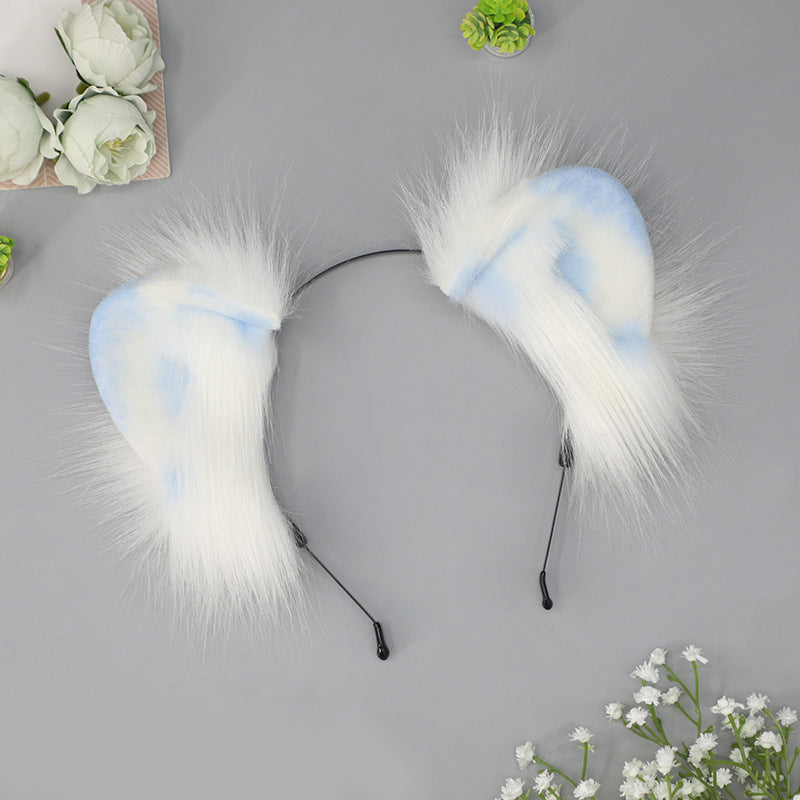 Blue with white cute cat ear headband