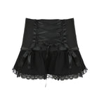 Bowknot Lace Black Short Skirt - Femboy Fashion