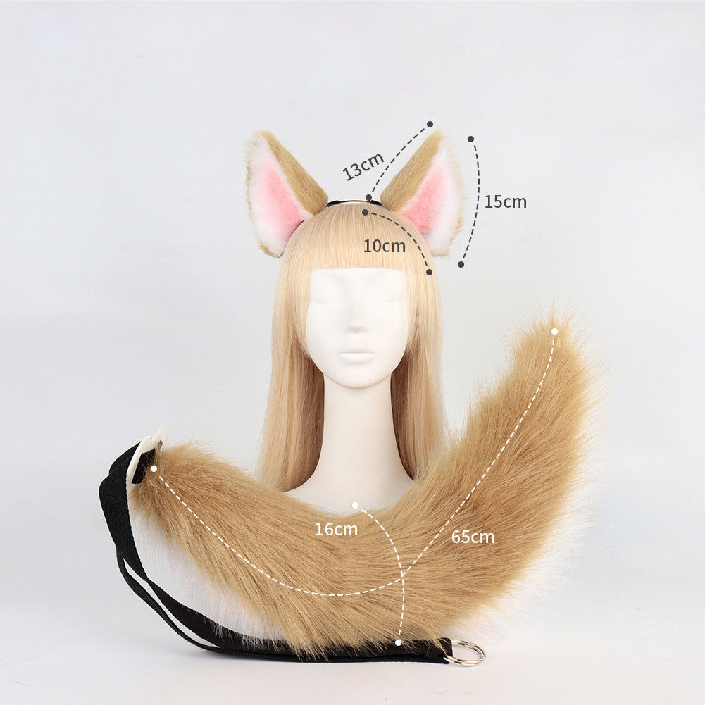 Brown and white fox tail and ears