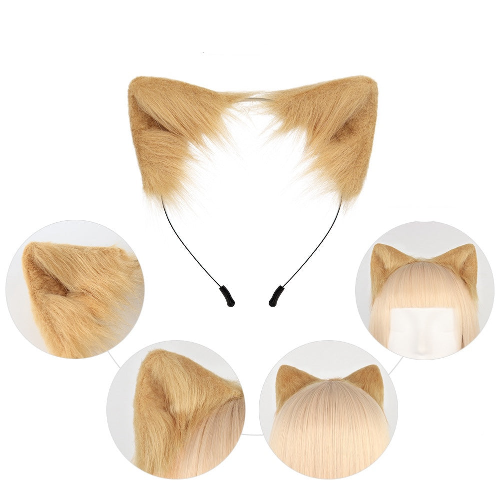 femboy brown cat ears headband details