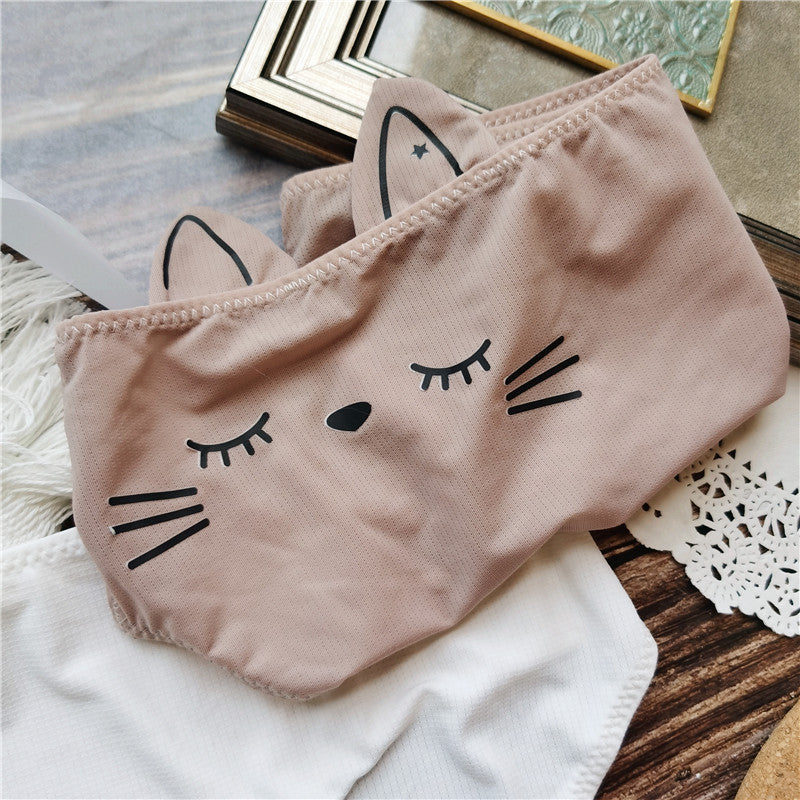 Brown cute cat panties with ears