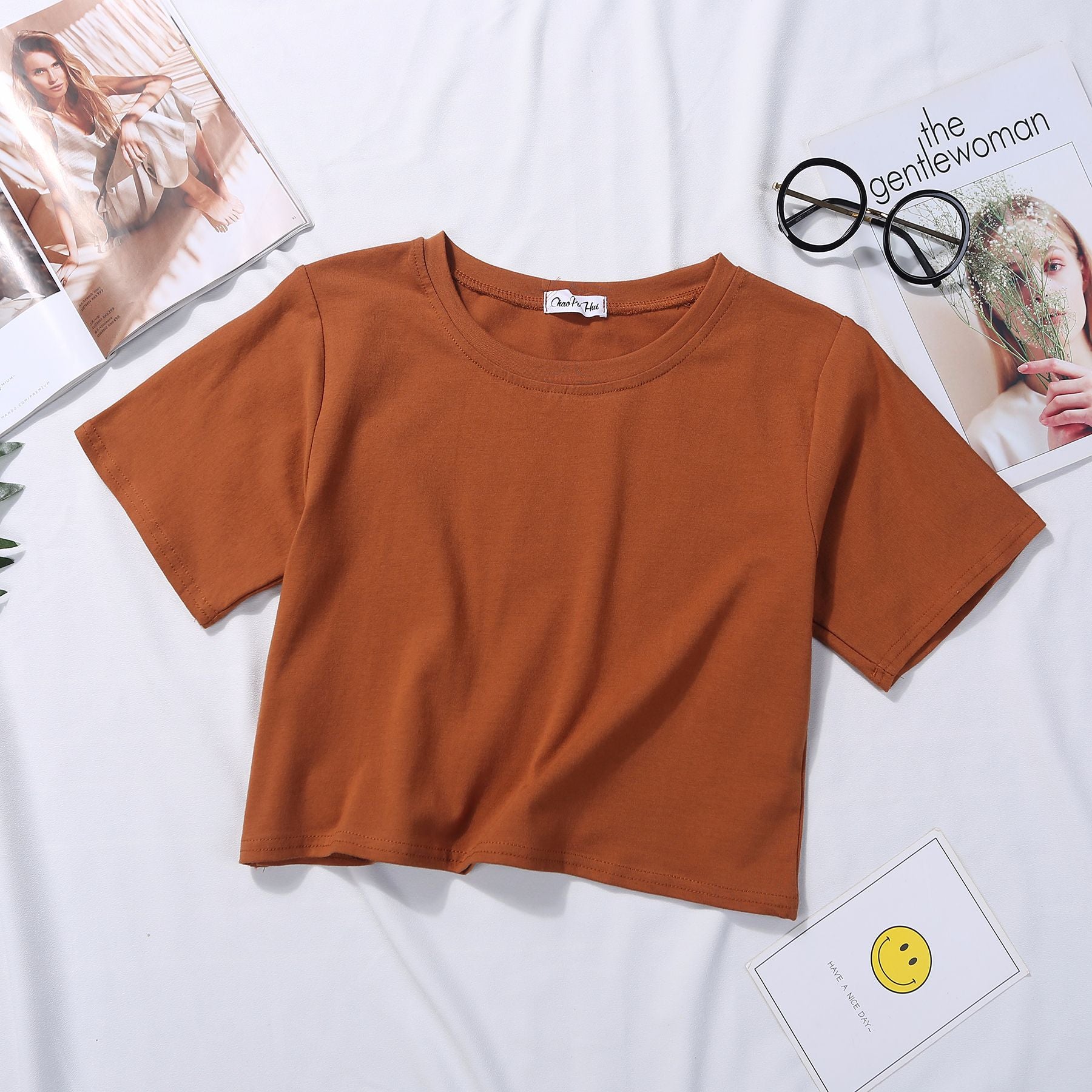 Femboy Brown Solid Crop T-Shirt - Femboy Fashion