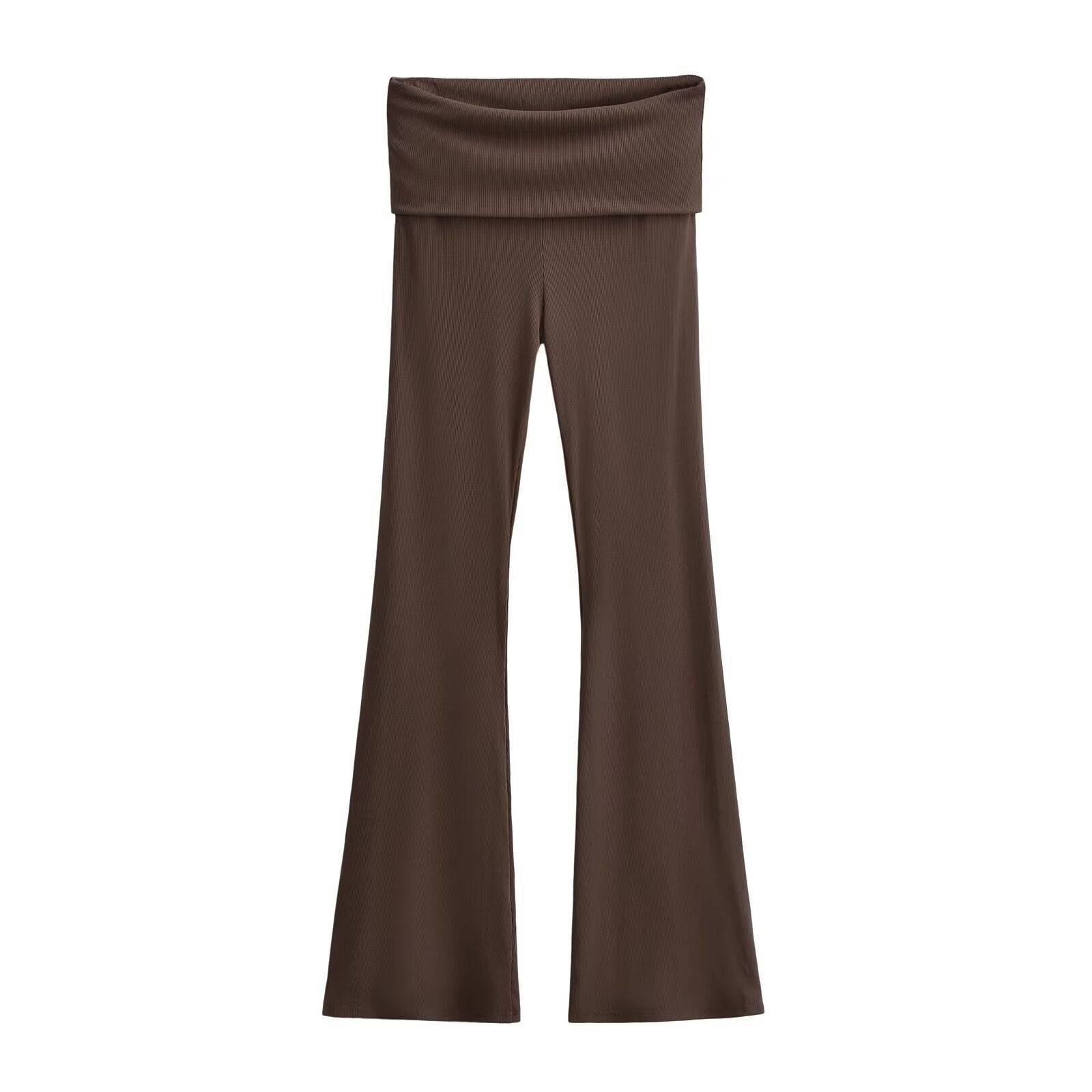 Femboy Brown High Sport Kick Flare Pants - Femboy Fashion