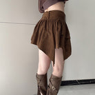 Dark Brown Irregular Cake Short Skirt - Femboy Fashion