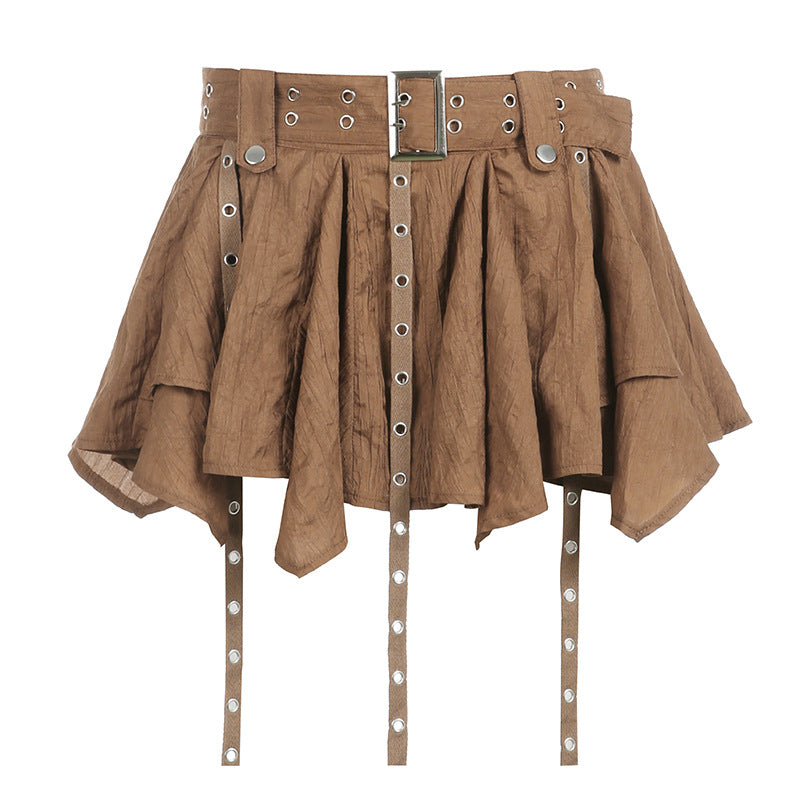 Brown Tiered Short Skirt - Femboy Fashion