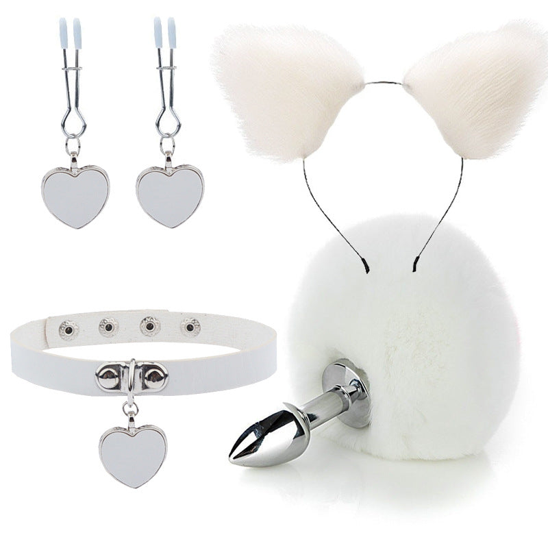 White Bunny Tail Butt Plug And Ears 4 Piece Set