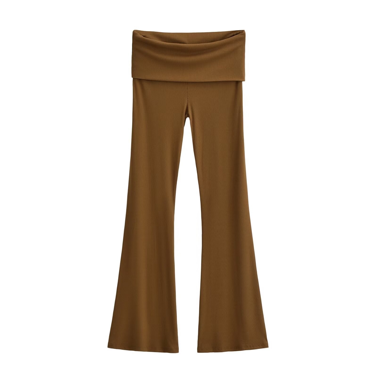 Femboy Camel High Sport Kick Flare Pants - Femboy Fashion