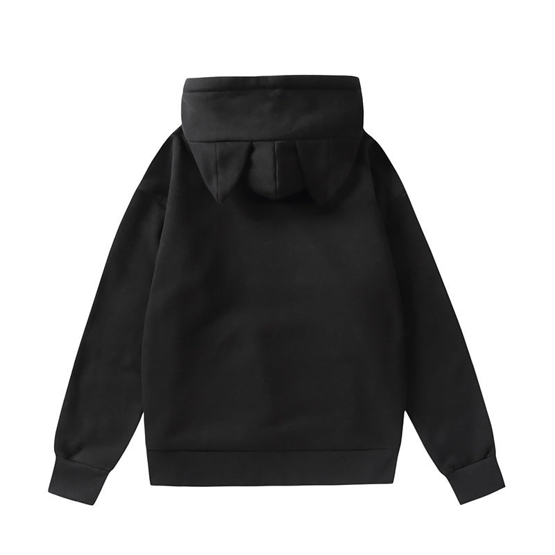 Black Cat Ear Hoodie Back - Femboy Fashion