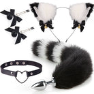 Cat Ears And Tail Butt Plug 4 Piece Set - Black - Femboy Fashion