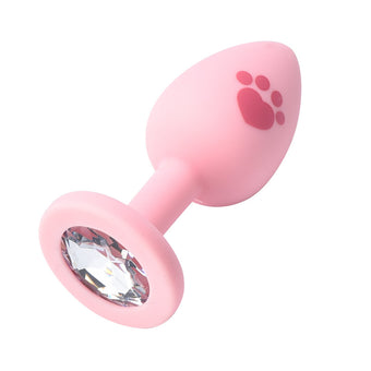 Femboy Cat Paw Jeweled Silicone Butt Plug