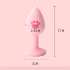 Cat paw jeweled silicone butt plug pink size