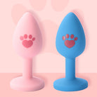 Cat paw jeweled silicone butt plug pink and blue