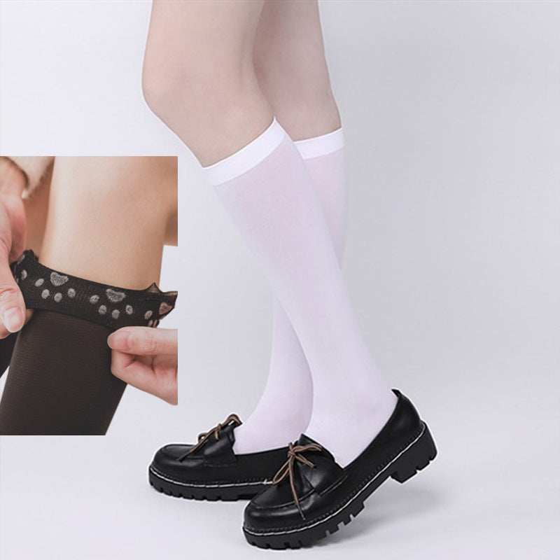 White Cat Paw Knee High Socks - Femboy Fashion