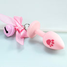 Cat paw pink silicone butt plug with bell