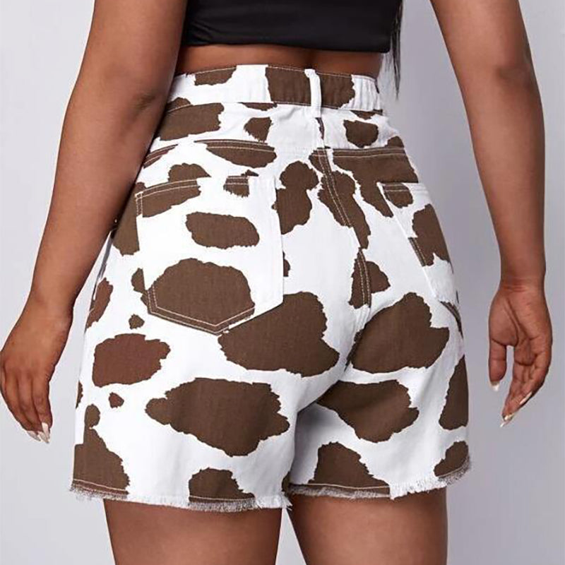 Femboy in Coffee And White Cow Print Short Back - Femboy Fashion