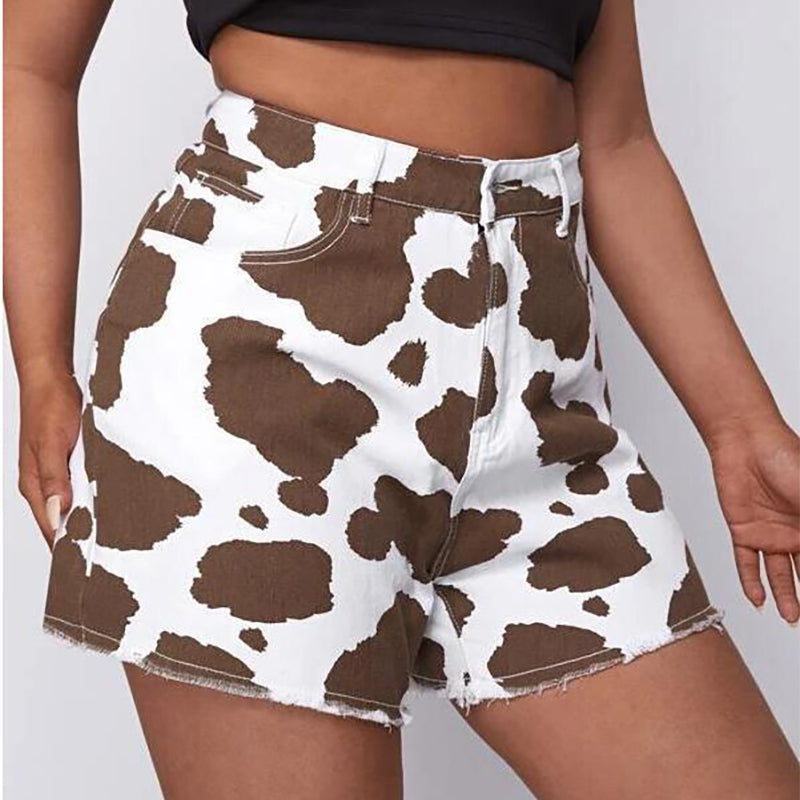 Femboy in Coffee And White Cow Print Short Front - Femboy Fashion