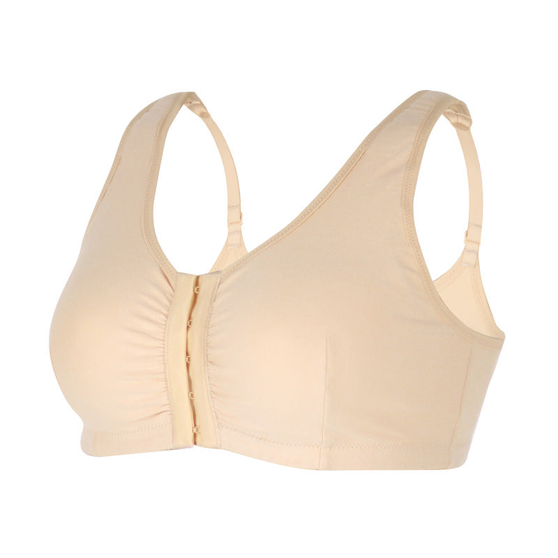 Beige Cotton Front Closure Pocket Bra for Femboy - Femboy Fashion