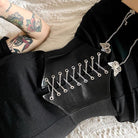 Black Corset Belt With Butterfly Chain - Femboy Fashion