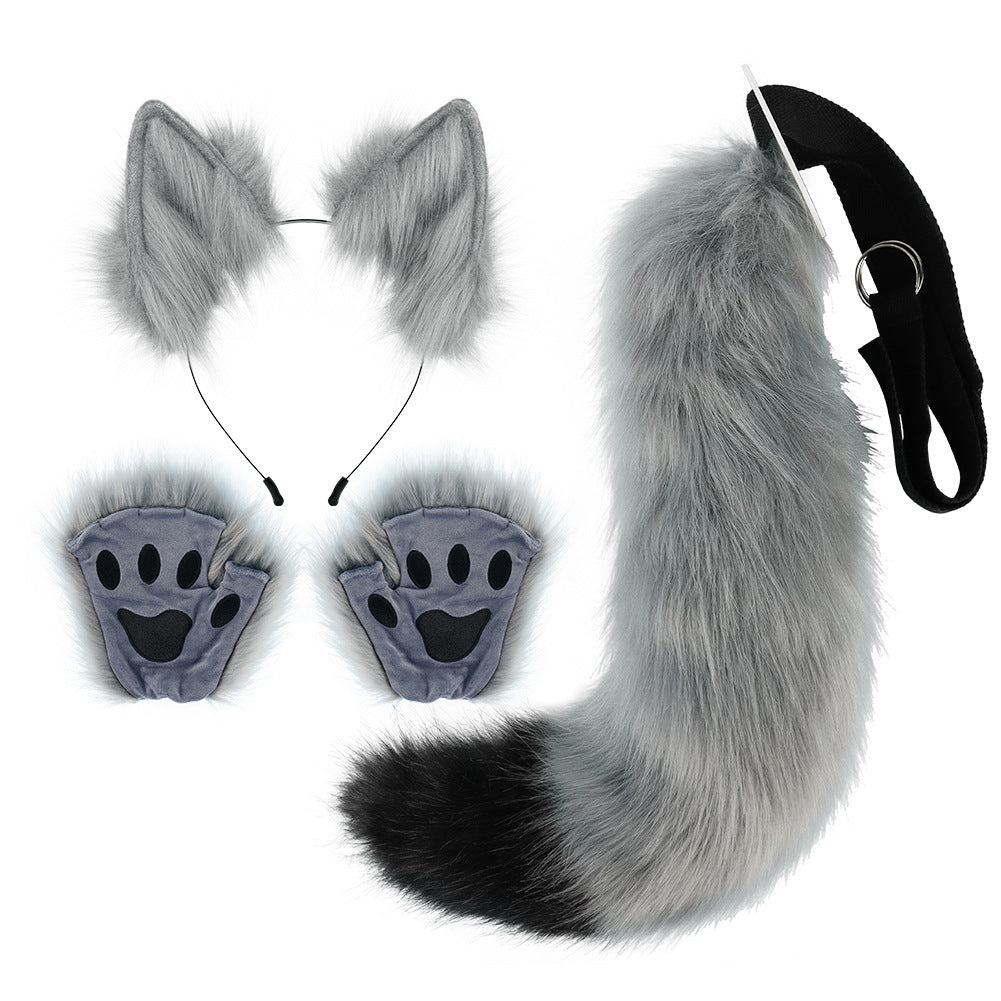 Fox Ears And Tail With Gloves Set - Femboy Fashion