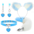 Fox Ears And Tail Butt Plug 4 Piece Set - Blue - Femboy Fashion