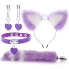 Fox Ears And Tail Butt Plug 4 Piece Set - Purple - Femboy Fashion