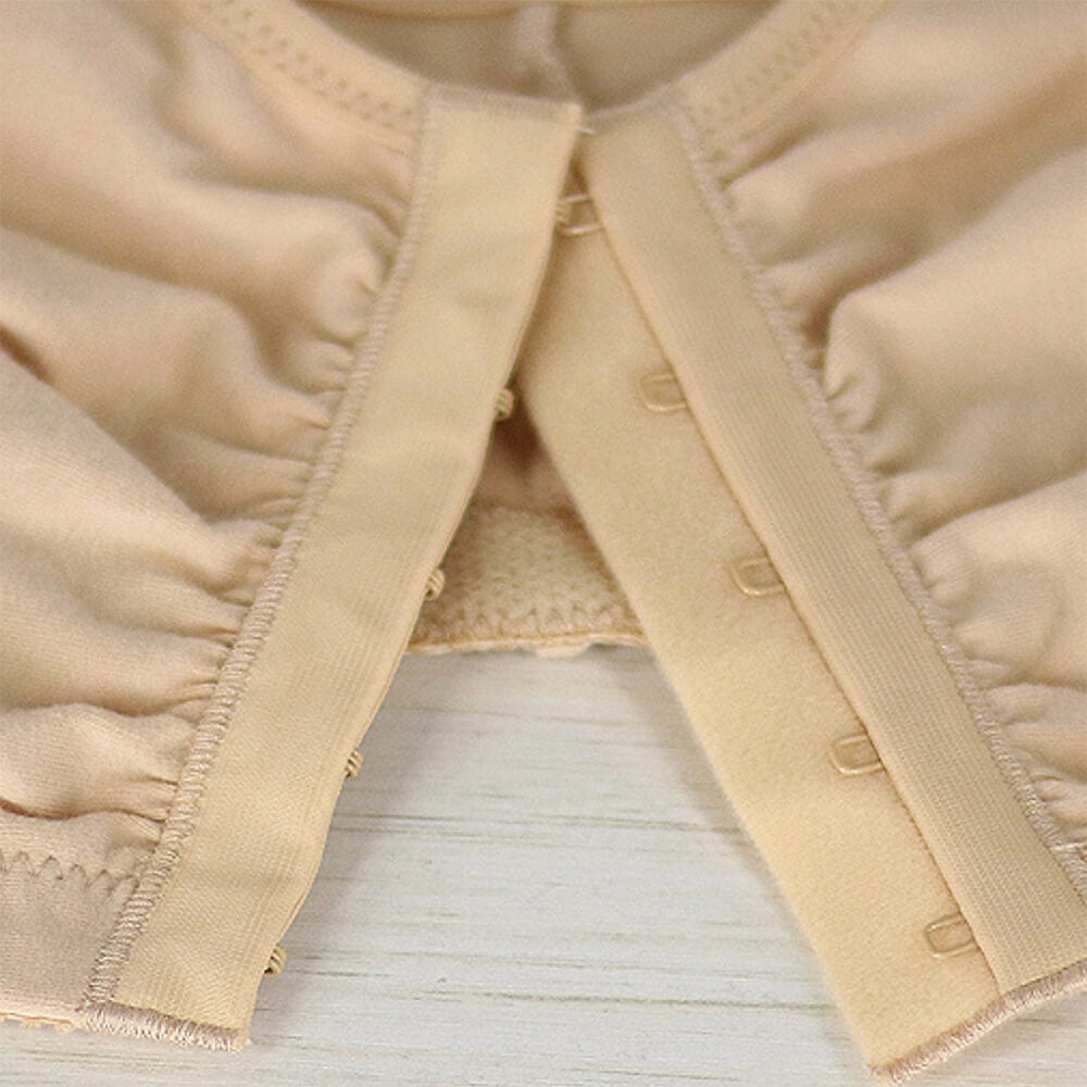 Beige Cotton Front Closure Pocket Bra Detail - Femboy Fashion