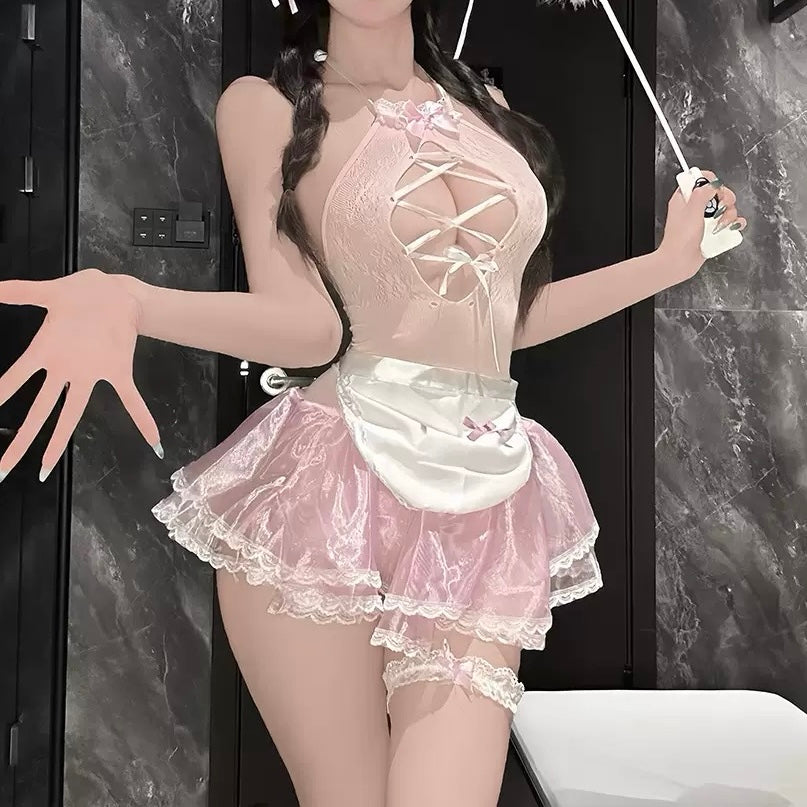 Halter Pink Lingerie Dress - Femboy Fashion
