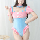 Kawaii Blue And Pink Velvet Bodusuit Lingerie - Femboy Fashion