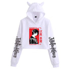 Anime Crop Hoodie With Cat Ears - White - Femboy Fashion