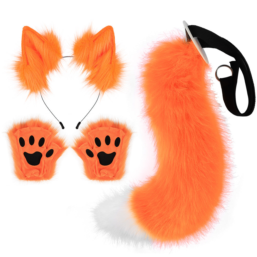 Fox Ears And Tail With Gloves Set - Femboy Fashion