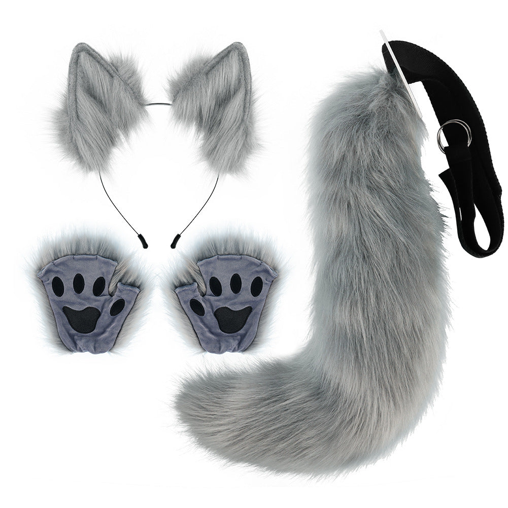 Fox Ears And Tail With Gloves Set - Femboy Fashion